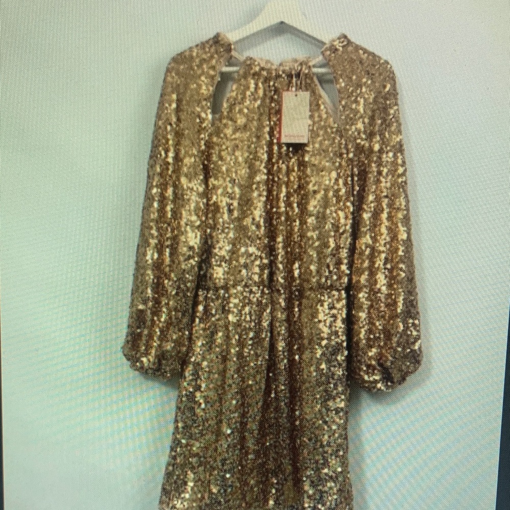 Monsoon Shimmering Gold Sequin Mini Dress
